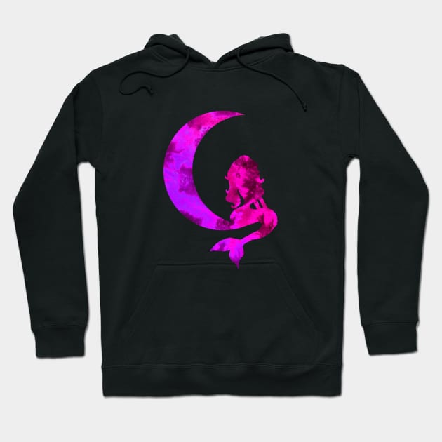 Purple Crescent Moon and Mermaid Hoodie by ZeichenbloQ